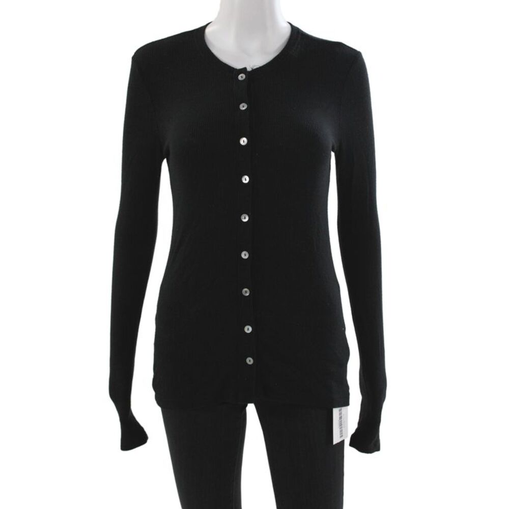 Goldie Women Black Modal Long Sleeve Cardigan Round Neck Size S